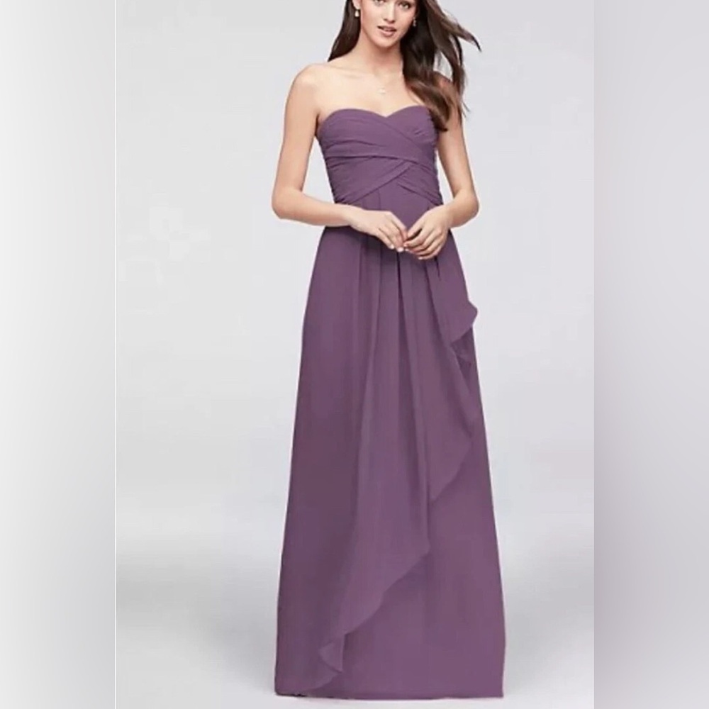 Davids Bridal Elegant Purple Strapless Dress 2